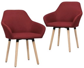 vidaXL Cadeiras de jantar 2 pcs tecido vermelho tinto