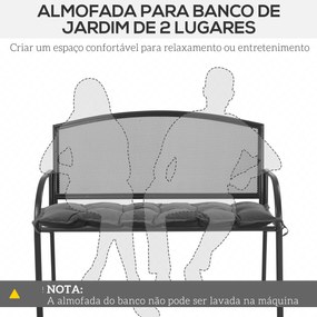 Almofada para Banco de Jardim (NÃO INCLUIDO) Acolchoada 100x40x10 cm  para Interior e Exterior com Cintas de Fixação Cinza Escuro