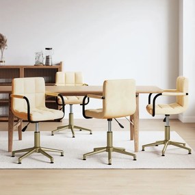 vidaXL Cadeira de jantar giratórias 4 pcs veludo cor creme