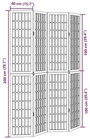Biombo com 4 painéis madeira de paulownia maciça branco
