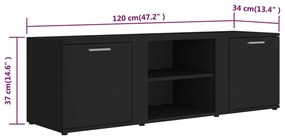 Móvel de TV Lokise de 120 cm - Preto - Design Nórdico