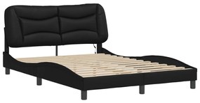 Estrutura de cama c/ luzes LED 120x200cm couro artificial preto