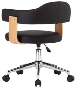 Cadeira jantar giratória madeira curvada/couro artificial preto