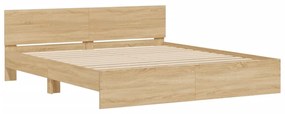 Estrutura cama c/ cabeceira/luzes LED 180x200cm carvalho sonoma