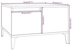 Mesa de centro 55x55x36,5 cm derivados de madeira preto