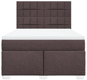Cama com molas/colchão 140x200 cm tecido castanho-escuro