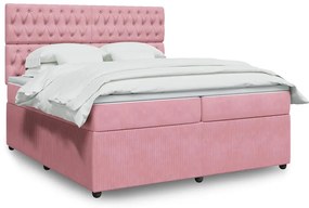 Cama com molas/colchão 200x200 cm veludo rosa