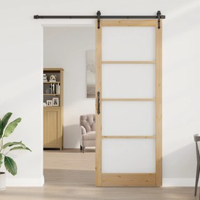 vidaXL Porta Interior com Vidro "ORKDAL" 93x232x4 cm Madeira Sólida de Pinheiro