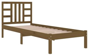 Estrutura de cama 100x200 cm madeira maciça castanho mel