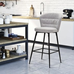CONJUNTO DE 2 BANCOS DE BAR LOSANNA 52X59X108 CM CINZENTO E PRETO