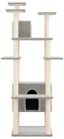 Árvore p/ gatos c/ postes arranhadores sisal 162 cm cinza-claro