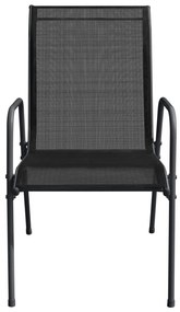 Cadeiras de jardim 6 pcs aço e textilene preto