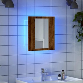 Armário WC c/ espelho/luzes LED derivados madeira madeira velha