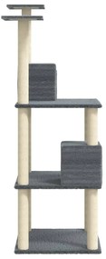 Árvore p/ gatos c/ postes arranhadores sisal 141cm cinza-escuro