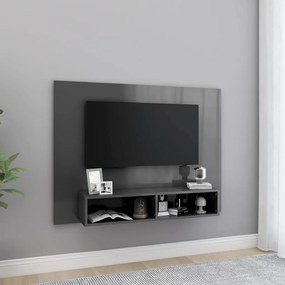 vidaXL Armário de parede p/ TV 120x23,5x90 cm madeira cinza brilhante