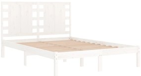 Estrutura de cama casal 135x190 cm madeira maciça branco