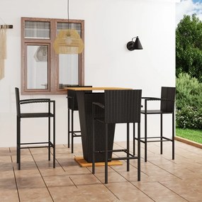 vidaXL 5 pcs conjunto de bar para jardim preto