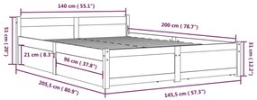 Estrutura de cama com gavetas 140x200 cm