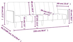 Sofá-cama de 2 lugares veludo castanho