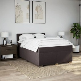 Cama com molas/colchão 140x200 cm tecido castanho-escuro