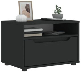 vidaXL Móvel TV VISNES derivados de madeira preto 60x40x38 cm