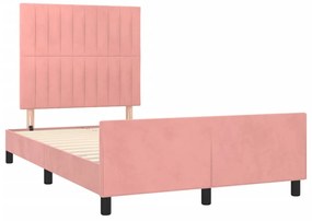 Estrutura de cama c/ cabeceira 120x200 cm veludo rosa