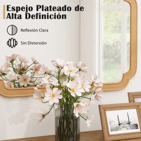 Espelho retangular com moldura de madeira 90 x 60 cm espelho de parede estilo casa de campo Natural