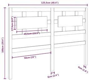 Cabeceira de cama 125,5x4x100 cm pinho maciço castanho mel