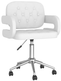 vidaXL Cadeira de escritório giratória couro artificial branco