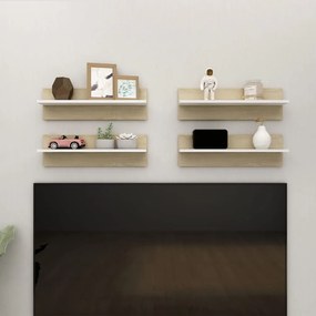 vidaXL Estantes de parede 4 pcs 60x11,5x18 cm contrapl. branco/sonoma