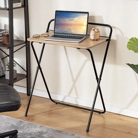 Mesa de computador dobrável de 60 cm com suporte para tablet Mesa de escritório versátil para estudo 64 x 43 x 80 cm Natural