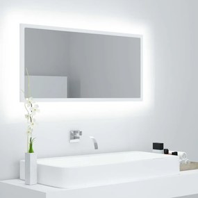 Espelho de casa de banho com LED 90x8,5x37 cm acrílico branco