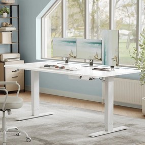 Secretária elétrica com regulação elétrica da altura, 160 x 80 x (72-120) cm, com porta USB-C Branco