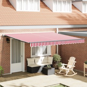 Toldo Retrátil Manual Listrado Vermelho e Branco 400x300 cm