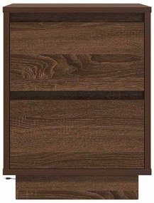 Mesa de cabeceira com luzes LED 38x34x50 cm carvalho castanho
