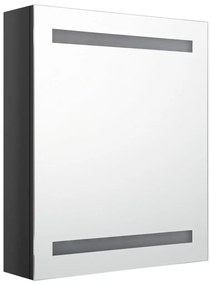 Armário espelhado casa de banho LED 50x14x60 cm preto brilhante