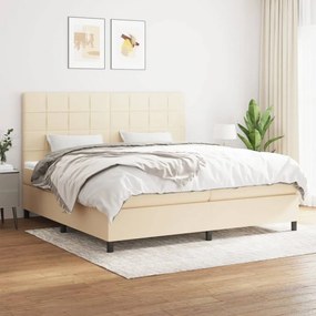 Cama com molas/colchão 200x200 cm tecido cor creme