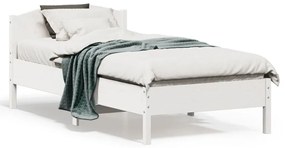 Cama sem colchão 75x190 cm madeira de pinho maciça branco