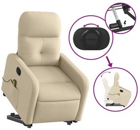 Poltrona elevatória de massagens tecido cor creme