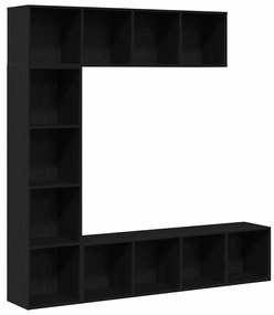 Estantes 3 pcs Carvalho Preto 36x30x143 cm Madeira engenheirada