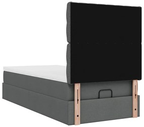 Cama otomana com colchão 90x200 cm tecido cinzento escuro