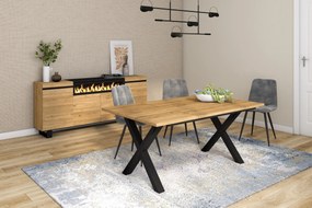 Mesa de sala de jantar | 8 pessoas | 170 | Robusto e estável graças à sua estrutura e pernas sólidas | Ideal para reuniões familiares | Oak | Estilo i