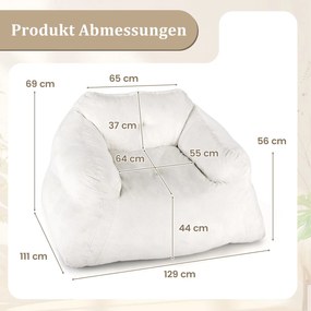 Pufe tipo poltrona, com estofamento em veludo e base antiderrapante 129 x 111 x 69 cm bege