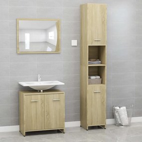 vidaXL 3 pcs conj. móveis casa banho derivados madeira carvalho sonoma