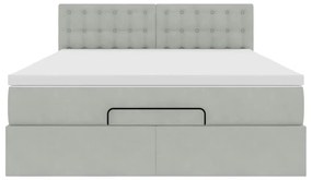 Estrutura de cama otomana com colchão 140x190 cm cinzento claro
