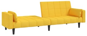 Sofá-cama 2 lugares com duas almofadas tecido amarelo