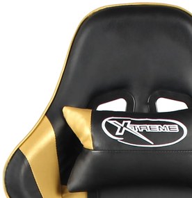 Cadeira de gaming giratória PVC dourado