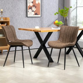Conjunto de 2 cadeiras de jantar com design moderno e estofadas 49 x 61 x 80,5 cm, para sala de estar, sala de jantar ou quarto, em castanho
