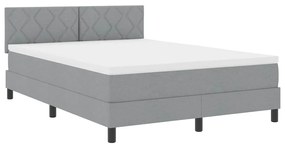 Cama Box Spring com Colchão &amp; LED Cinza Claro 140x200 cm Tecido