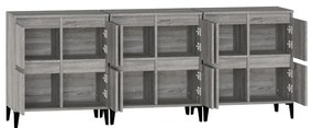 Aparadores 3 pcs 60x35x70 cm derivados madeira cinza sonoma